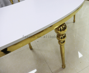 Moderno di lusso in acciaio inox bianco <span class=keywords><strong>S</strong></span> forma di evento banchetto serpentina tavolo per eventi festa di nozze quattro pezzi tavola rotonda - Product Image 5