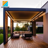 Pergola motorisée automatique en aluminium avec toit à lames orientables imperméable pour patio extérieur, jardin et cour arrière