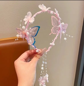Nuova fascia per capelli, accessorio per acconciature <span class=keywords><strong>da</strong></span> <span class=keywords><strong>bambina</strong></span> con intreccio a farfalla super fatato, che non stringe la testa. - Product Image 1
