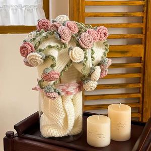 Kit de Manta de Lana Tejida a Mano para DIY, Manta de Ganchillo con Lirios del Valle y Rosas, Transformable en Ramo, Regalo para el Día de la Madre - Product Image 3