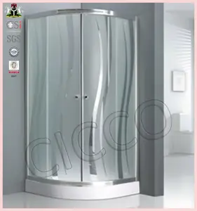 Cadre de salle de douche au Design minimaliste moderne à rayures, porte coulissante en verre trempé dépoli