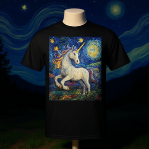 T-shirt Unicorne style Van Gogh Starry Night pour adulte unisexe noir - Product Image 3