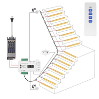 Kit de Bande LED COB pour Éclairage d'Escalier, 24V, Intérieur, avec Capteur de Mouvement PIR Intelligent, PCB Blanc 8mm, Ligne Principale, Contrôleur d'Éclairage d'Escalier