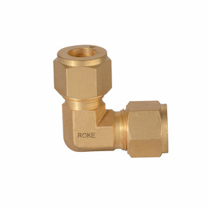 Raccord coudé en laiton ROKE pour tube métrique de 2 mm à 25 mm, type manchon de raccordement pour tuyau hydraulique - Product Image 1