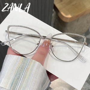 Thanh lịch kim loại sáng bóng khung mắt mèo mắt màu xanh ánh sáng Chặn kính khung 2025 Phụ nữ sexy máy tính Kính mắt thời trang nữ - Product Image 2