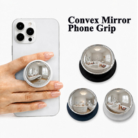 Miroir de maquillage convexe grand angle magnétique puissant N52 2-en-1 avec support de téléphone pop-up et béquille pour filles et femmes