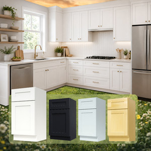 Gabinetes de cocina blancos estilo Shaker al por mayor, listos para ensamblar |   Gabinetes de Cocina de Madera |   Gabinetes de cocina estadounidenses para edificios de apartamentos - Product Image 1