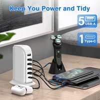 Chargeur de bureau 30W 5 ports USB 1 Type-C Prise US EU Charge rapide Chargeur multi-appareils Station de charge pour bureau et maison