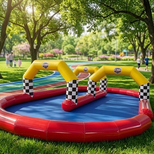 Voitures à bascule gonflables pour enfants, nouvelle conception personnalisée, imperméables, en PVC, avec piste de course et tunnel - Product Image 5