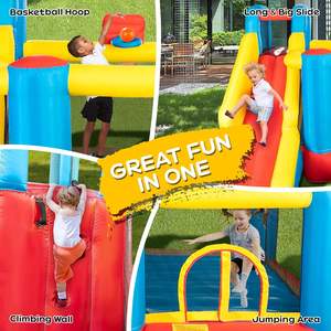 Château gonflable de grande taille pour les fêtes de jardin et les rassemblements familiaux, aire de jeux gonflable pour les grands enfants avec toboggan haut, fosse à balles rebondissantes, tunnel - Product Image 4