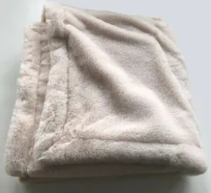 wholesale soft luxury fake fur double layer faux rabbit fur blanket