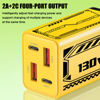 Chargeur rapide intelligent 130W, prise US EU, double USB + double Type-C, adaptateur de charge rapide multi-ports PD