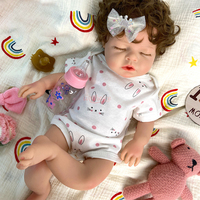 Poupée réaliste en silicone reborn Chubby Solid avec fonction de boisson et d'humidification, toucher comme une vraie peau, 20 pouces, modèle Sleppy Muneca avec cheveux, pour la thérapie de la démence