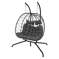 Fauteuil suspendu double en rotin tressé pour patio, avec support, pour enfants et adultes, ensemble de mobilier d'extérieur, hamac de relaxation pour jardin