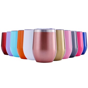 Gobelet à vin de luxe 2026 de 12 oz, en acier inoxydable, isolé sous vide, sans pied, avec couvercle, personnalisable avec logo, pour café, vente en gros - Product Image 1