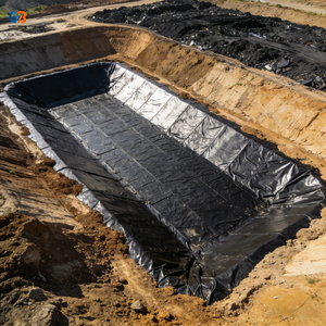 Lámina de Geomembrana de HDPE Negra Impermeable de 1.5 mm para Vertederos de Residuos Sólidos Urbanos y Revestimientos de Estanques, Anti-UV y Duradera - Product Image 1