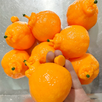 Balle anti-stress à presser en TPR, forme mandarine moche simulée, 10*8cm, à personnaliser, avec bouchon