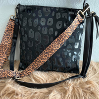 Gepersonaliseerde Zwart Wit Luipaard Print Purse Crossbody Rits Messenger Schoudertas DOM1061981
