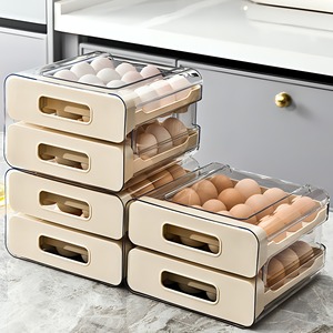 Egg <b>Storage</b> <b>Box</b> Refrigerator Drawer Type <b>Stackable</b> Food Grade Organizer Kitchen Freshness Preservation - Product Image 1