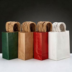 Luxury Eco-Friendly <b>Biodegradable</b> Art <b>Paper</b> Bags with Ribbon Handle for Boutique Shopping Supermarket & Promotion Custom Logo - Product Image 2