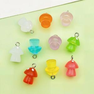 Colorful Resin Cartoon Mushroom Charms Transparent Glow In Dark Pendants For DIY Jewelry Accessories Unisex Everyday Wear - Product Image 2