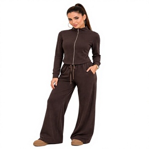 Ropa Deportiva Mujer Unisex Sportswear <b>Fleece</b> Zip Jackets <b>Leggings</b> Wide Leg Pants Flared Tracksuit Set Activewear Gym Yoga - Product Image 1