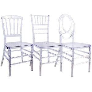 Chaise de mariage Tiffany Chiavari en résine acrylique transparente en plastique cristal durable Phoenix Napoléon - Product Image 3
