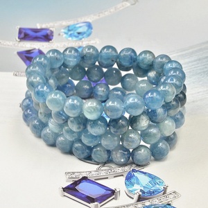 Aita 6 7 8 10mm vente en gros de <span class=keywords><strong>bijoux</strong></span> en pierre de <span class=keywords><strong>Cyanite</strong></span> <span class=keywords><strong>bleue</strong></span> perles rondes Bracelet en pierre pour femmes - Product Image 5