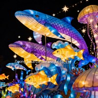 Lanterne chinoise personnalisée, lanterne océanique, lanterne imperméable à l'eau avec des animaux marins pour la décoration des parcs, des zoos et des aquariums en plein air - Vente chaude