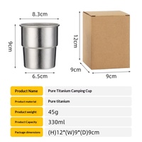 Tasse à café en titane pur, verre à bière, tasse pliable empilable, tasse à thé à double paroi, design moderne minimaliste, 45g, légère, pour l'extérieur et la maison