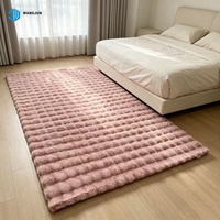 Tapis en fourrure de lapin moelleux pour salon, adapté aux animaux domestiques, tapis en fourrure de lapin à bulles, motif 3D, fabriqué à la machine