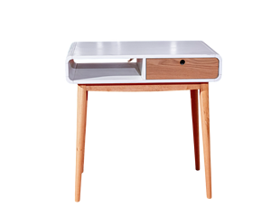 Bureau de couleur naturelle avec accents blancs Solution de rangement convertible durable en bois de caoutchouc et placage de frêne MDF - Product Image 4