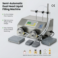 Machine de remplissage semi-automatique à double tête avec pesage, haute précision, pour alcool, huile pour cuticules, apprêt, acétone, colle