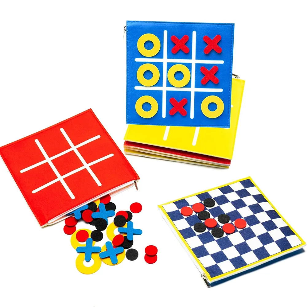 Draagbare Vilten Tic Tac Toe Mini Front Premium Vilt Bordspel Speelgoed Voor Kinderen Met Opbergtas