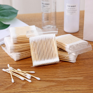 Disposable Double-Ended Cotton Swabs Wooden Sticks Single Layer Makeup Removal Multi-Purpose Cosmetic Cleaning <b>Ears</b> And Face - Product Image 1