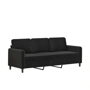 3 Seater Black Velvet <b>Sofa</b> With Metal <b>Legs</b> Durable Foam Filling Modern Living Room Furniture - Product Image 1