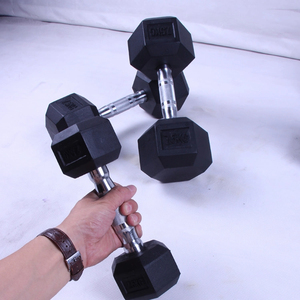 Équipement d'entraînement de puissance de gymnastique 10kg poids en acier revêtus de caoutchouc en livres d'haltères hexagonales ensembles 40kg - Product Image 4