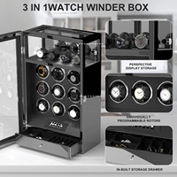 Boîte de rangement pour montres automatique intelligente avec lecteur d'empreintes digitales, coffre-fort de luxe, remontoir de montres avec 3, 6 ou 9 emplacements et compartiment à bijoux
