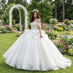 Wx96 Nouvelle robe de mariée élégante de style palais féérique haut de gamme avec motif de diamants pailletés Jancember - Product Image 1