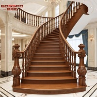 Usine de Guangzhou personnalisé moderne sculpté en bois de chêne massif mains courantes pour Villa durable luxe chinois Loft échelle pour hôtels