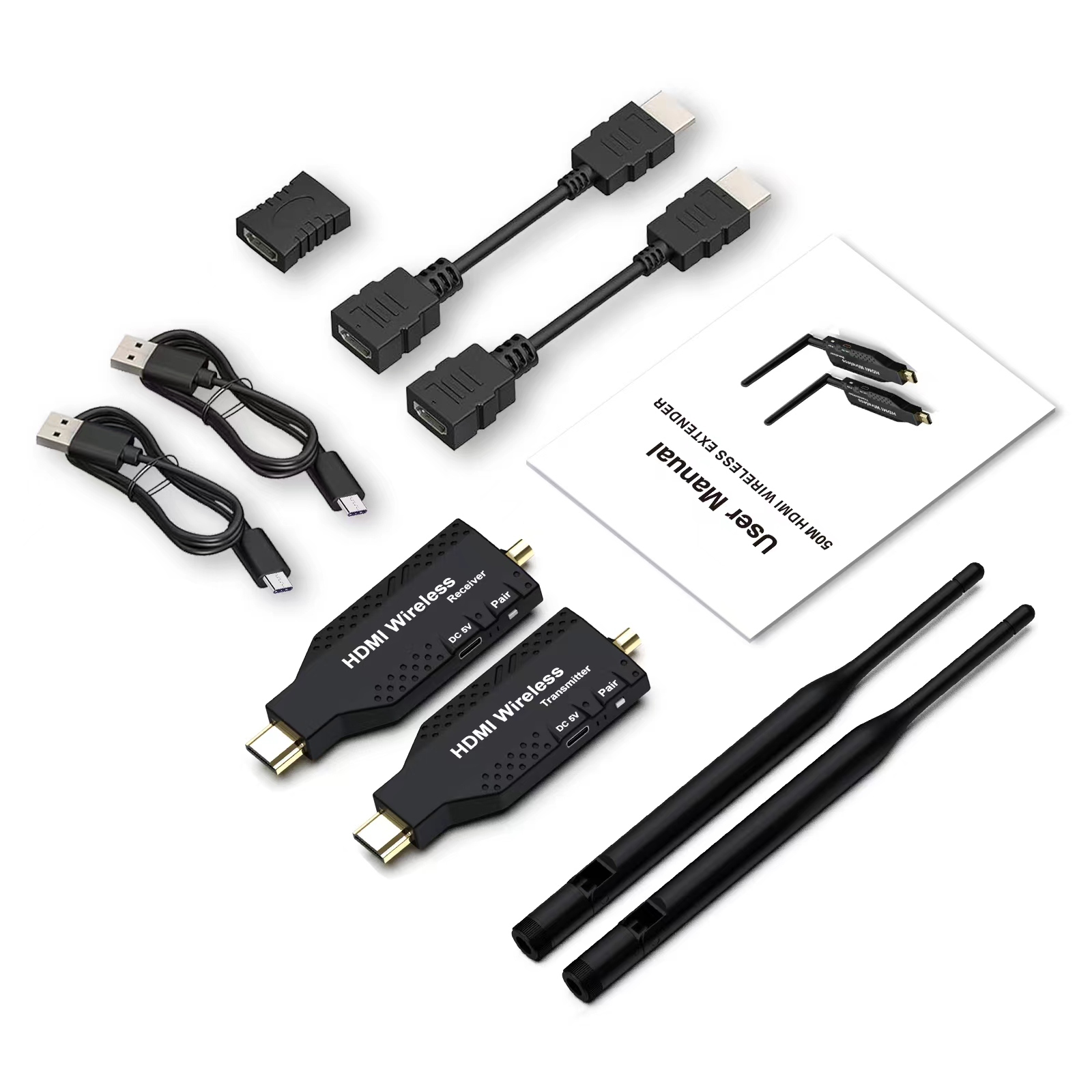 低MOQ卸売50M HDMI 1080Pワイヤレスエクステンダービデオ送信機と受信 