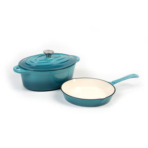 Nouveau design minimaliste d'ustensiles de cuisine sains en <span class=keywords><strong>fonte</strong></span> Casserole en céramique antiadhésive avec couvercle Matériau métallique émaillé de couleur - Product Image 2