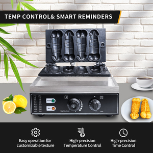 <span class=keywords><strong>Gaufrier</strong></span> et Machine à Hot-Dog Forme Pénis avec Revêtement Antiadhésif en Téflon, Température Réglable 50-300℃/122-572℉, 4 Moules à Snacks - Product Image 4