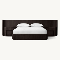 Ensembles de meubles de chambre en bois pour intérieur : Lit plateforme en bois Byron avec lit d'appoint étendu et tables de chevet ouvertes