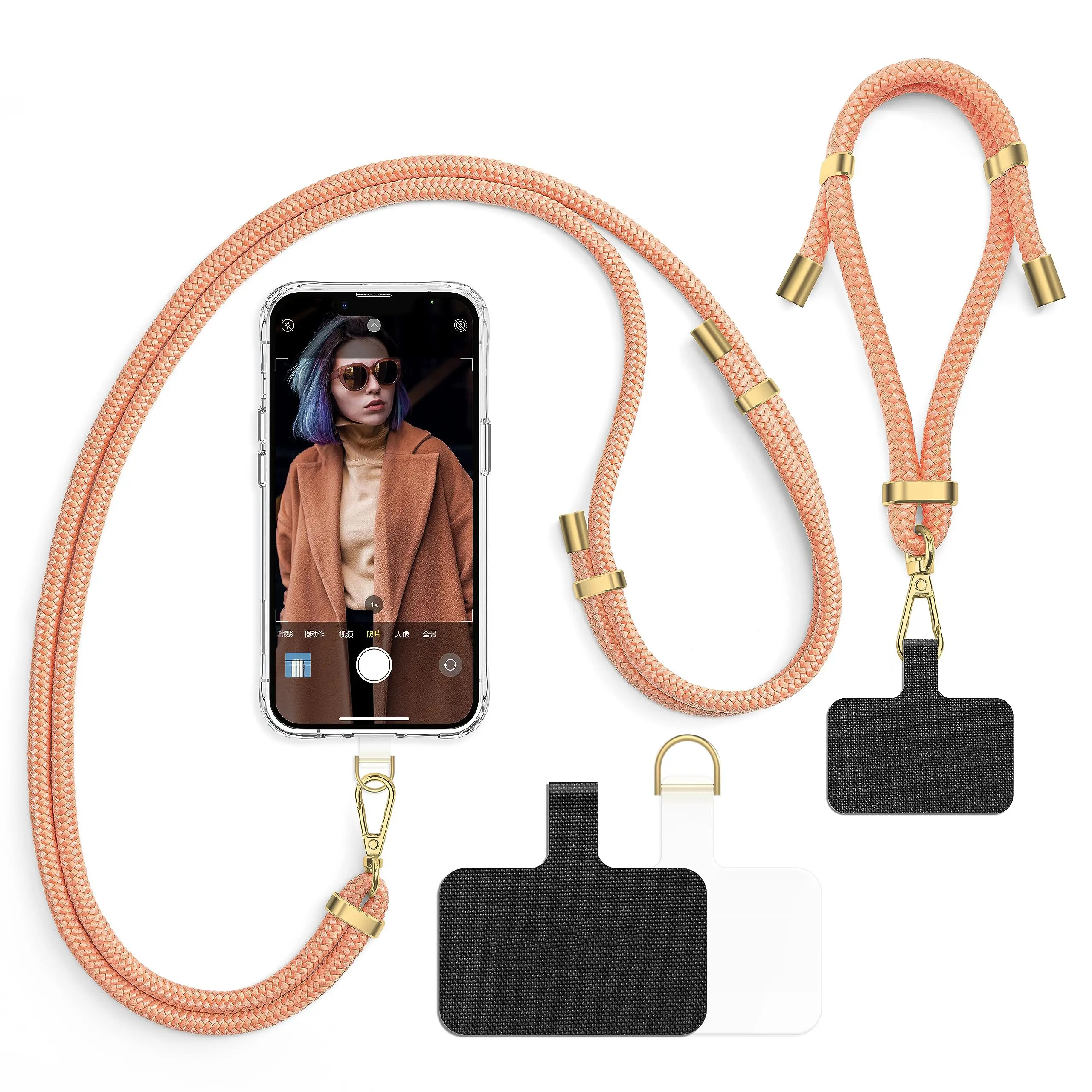 Universal Crossbody Nylon Mobile Phone Strap Adjustable Wrist Phone Lanyard With D Ring Patch Cell Phone Accessories