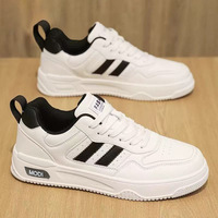 Zapatos de Hombre Primavera 2026, Nuevas Zapatillas Casuales Blancas que Combinan con Todo, Estilo Estudiantil, de Caña Baja, Modernas, Transpirables, con Cordones, Parte Superior de PU