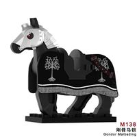 Caballo Montado de Caballero León Rojo, Juguete de Construcción de Animales, Figura de Caballo de Guerra Medieval, Serie Castillo, Plástico ABS 1:1