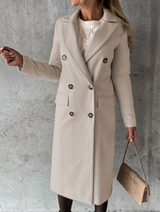 Abrigo de <span class=keywords><strong>Mujer</strong></span> Estilo Vintage, Cruzado, Elegante, Largo, de <span class=keywords><strong>Lana</strong></span>, con Solapa de Pico, Transpirable, para Invierno - Product Image 6