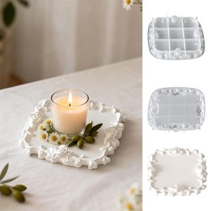 Moule en silicone pour plateau à <span class=keywords><strong>fleurs</strong></span> roses, bordure florale en dentelle, plateau carré, moules en résine pour <span class=keywords><strong>fleurs</strong></span>, moules en résine époxy, plâtre, artisanat de moulage - Product Image 6