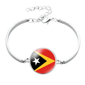 Bracelet en métal avec chaîne et drapeau national palestinien personnalisé, bracelet en verre cabochon avec pierre précieuse pour la solidarité culturelle et cadeau souvenir - Product Image 3